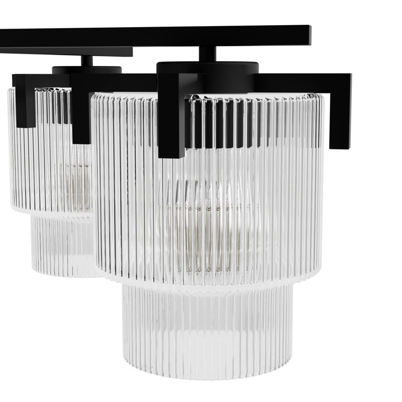 Hunter x Jasmine Roth Ontario 5 Light Chandelier Ceiling Light Fixture, Matte Black, Clear