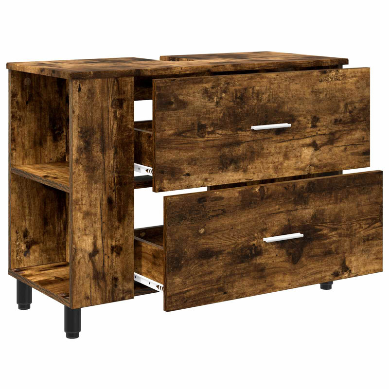 80cm Bathroom Vanity Base Only, Smoked Oak
