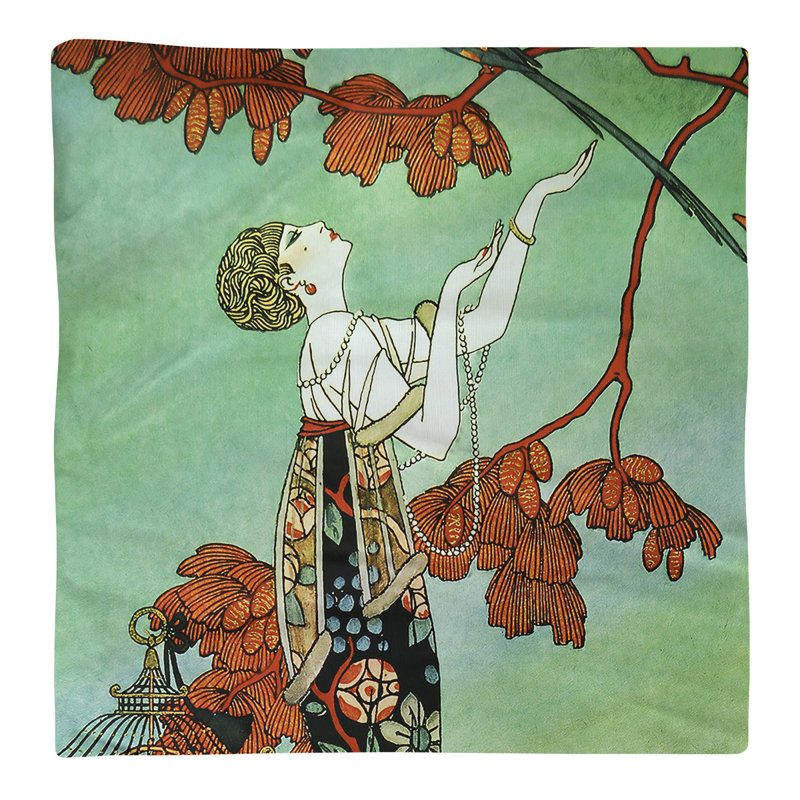 George Barbier Cotton Square Napkin, Red/Green