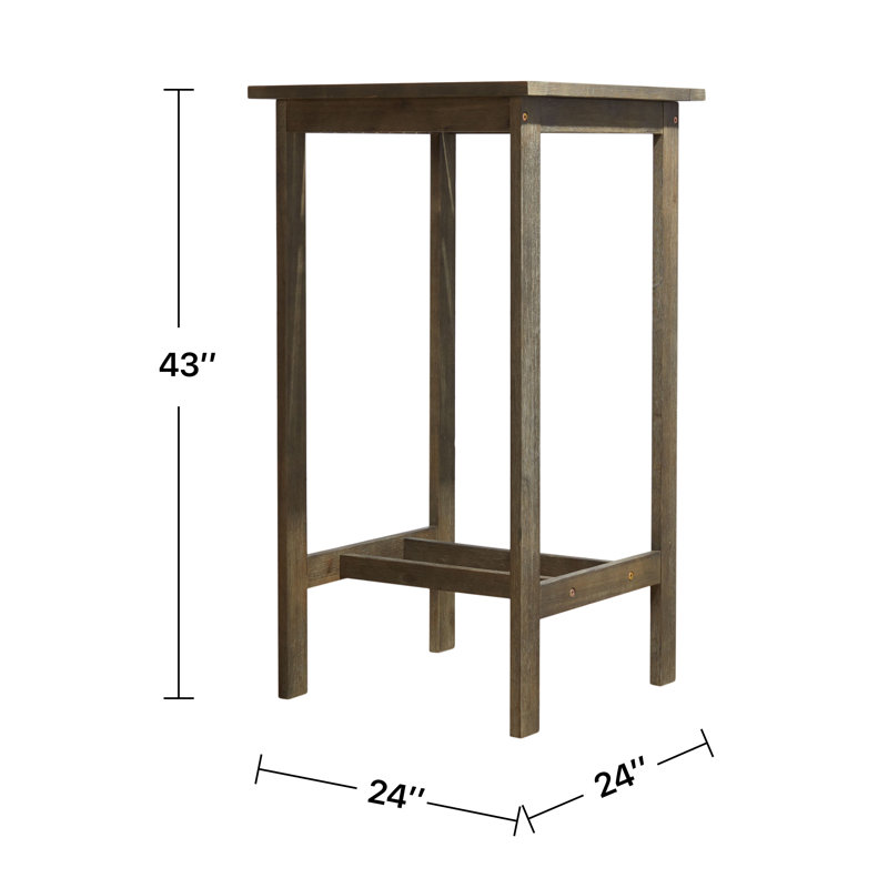 Caya Rectangular Outdoor Bar Table , 24'' in. W 24'' in. D, Gray Wash