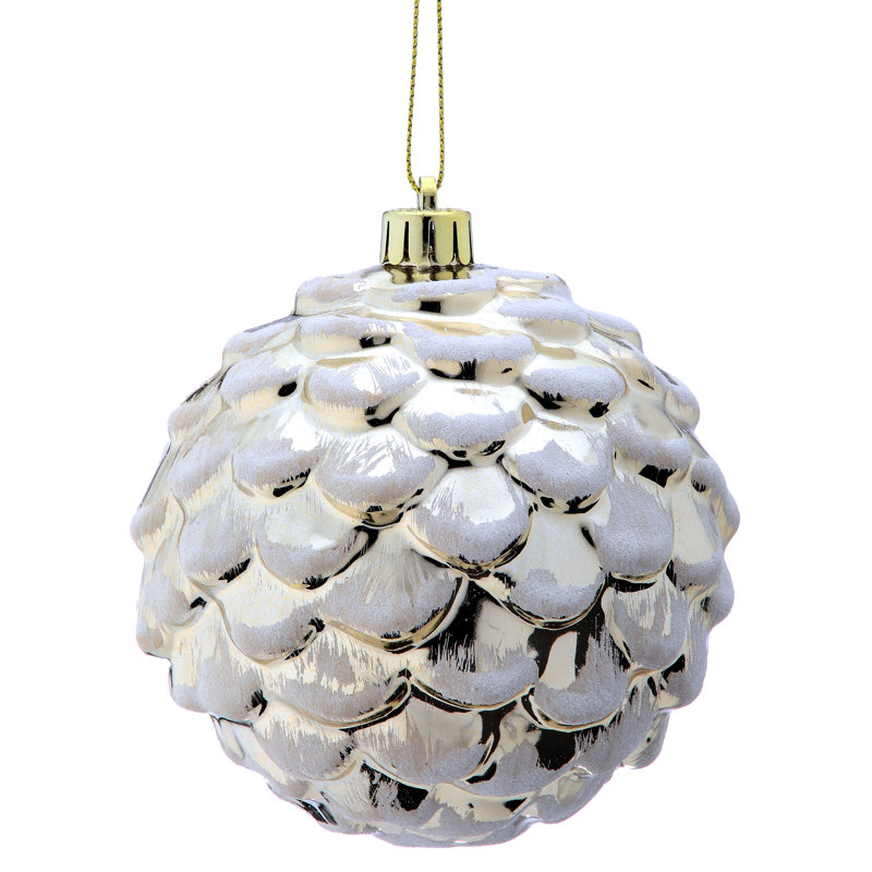 Ornement en forme de globe sphérique brillant 100 mm VP, White/Gold