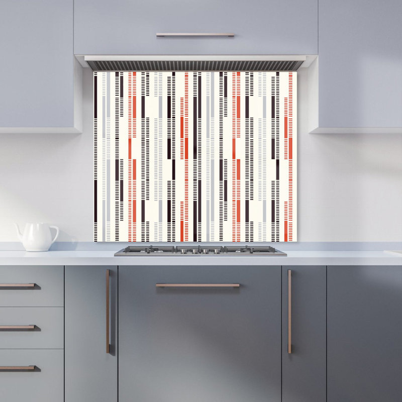 Dashed Stroke Pattern Premium Glass Kitchen Splashback W600mm x H750mm