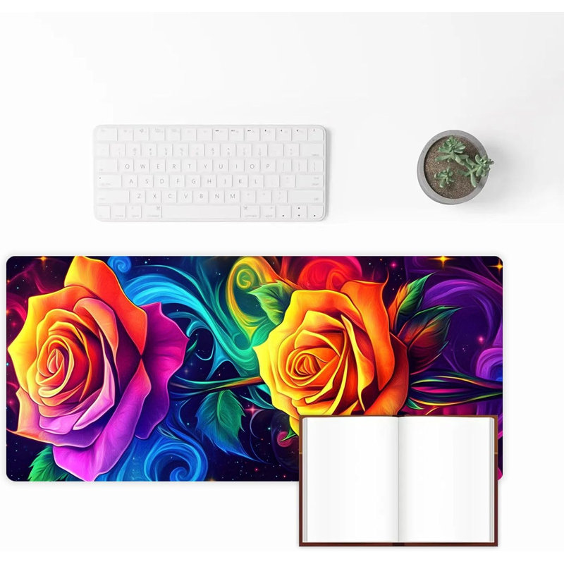 Tapis de souris rose psychédélique, grand format, décor de bureau pour les fêtes, 40 x 80 cm
