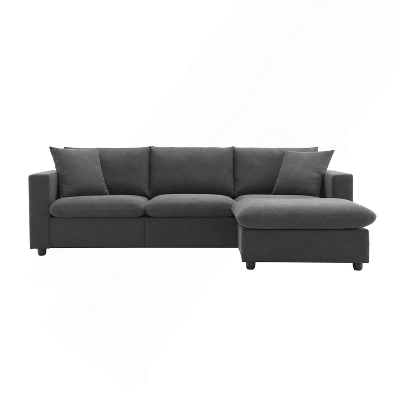 Canapé modulaire en L 100,4 po x 64,6 po, ensemble de canapé en tissu de polyester à 4 places avec repose-pieds convertible et 2 coussins gratuits pour le salon, l’appartement et le bureau