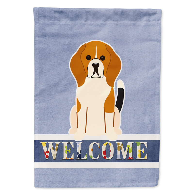 Polyester 2 côtés 40 x 28 po welcome drapeau maison, Beagle assis