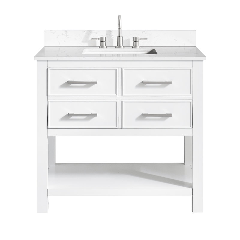 Brooks 37'' W Single Vanity, Nickel, White