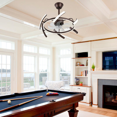 Coeyn 24 Inch DIY Shape Ceiling Fan with Light, 3 Colour Changing Light Fixtures Ceiling Fan