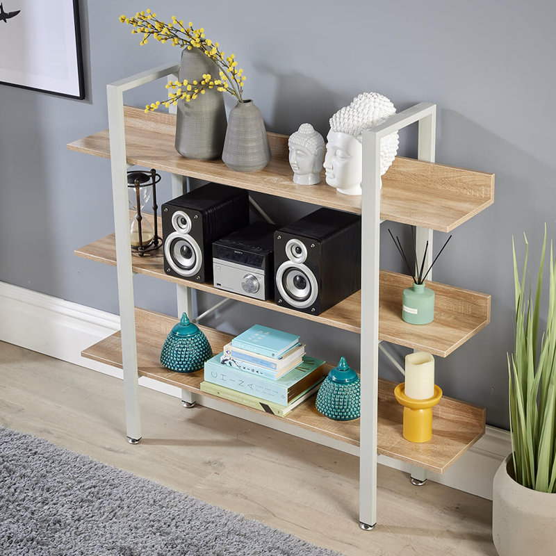 Matta 106cm H x 120cm W Iron Ladder Bookcase, Brown/White