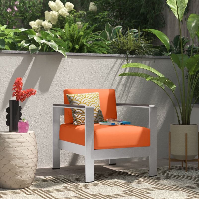 Shore Outdoor Patio Aluminum Armchair, Orange