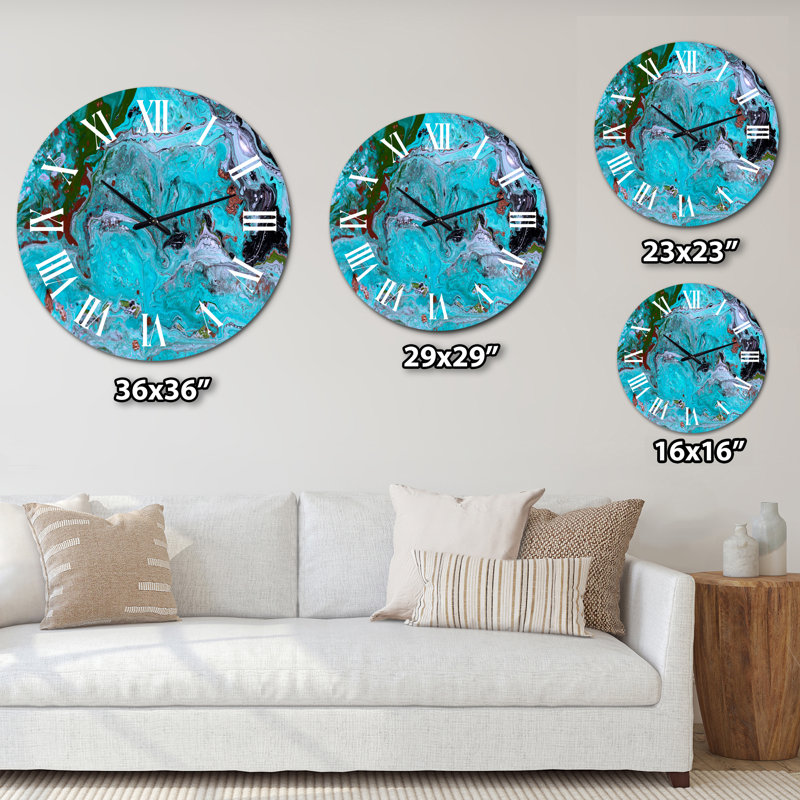 Agate Ripple, motif de texture de marbre I - horloge murale moderne, Surdimensionné