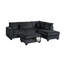 Ensemble de canapé modulaire 3 pièces de style moderne avec port USB, repose-pieds, accoudoir à droite, canapé et accoudoir à gauche, salon noir
