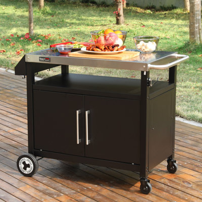 Royal Gourmet Movable Kitchen Island Cart with Stainless Steel Countertop & Storage Cabinet by Royal Gourmet
