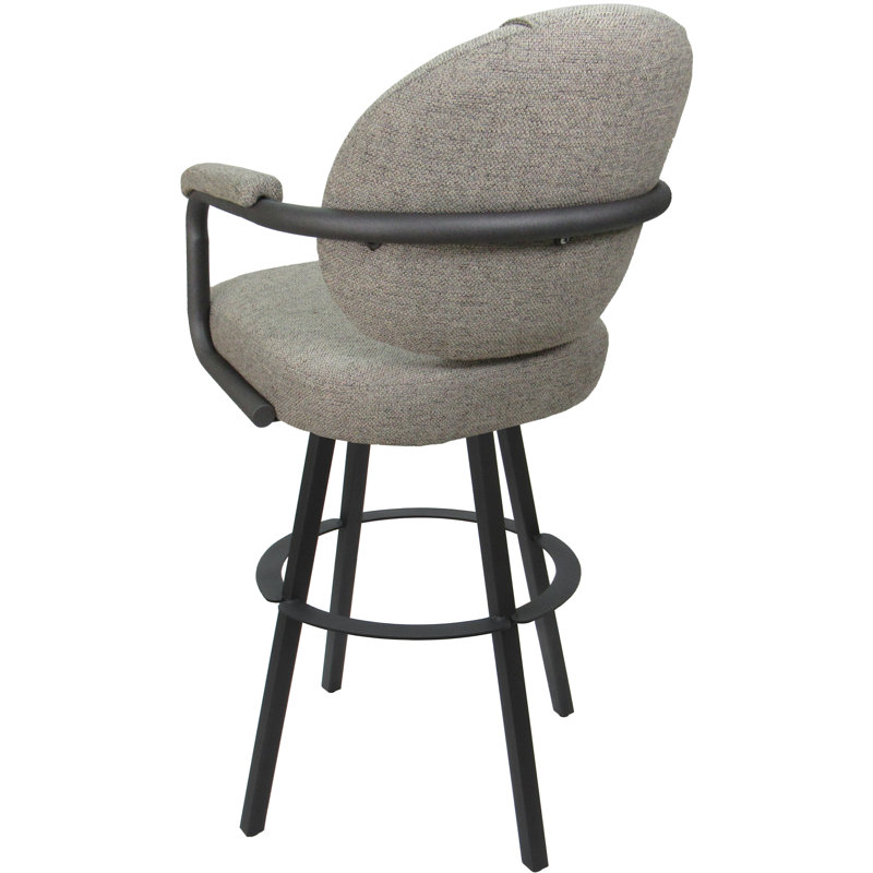 Swivel Upholstered Counter Stool with Metal Frame, Driftwood Polyester Blend/Gray Frame