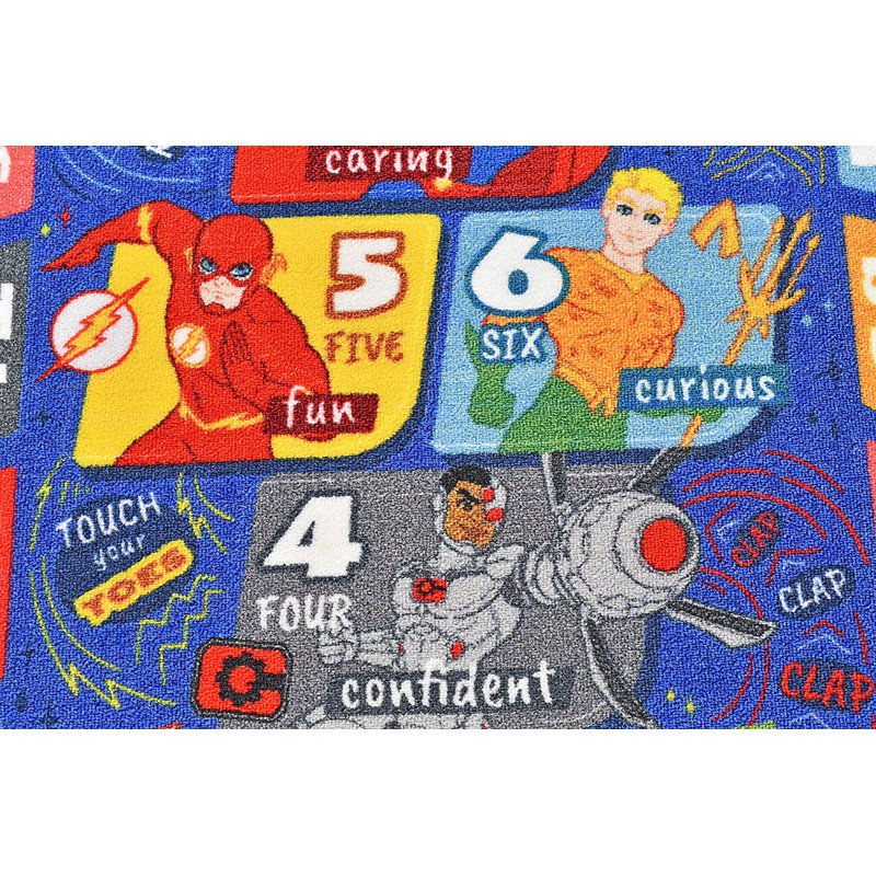 Justice League Kids Hopscotch Educational Rug, 2'7" x 6'0"