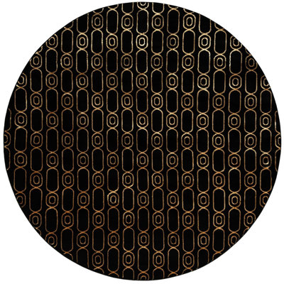 Contemporary Vincente Area Rug Black and Gold Color