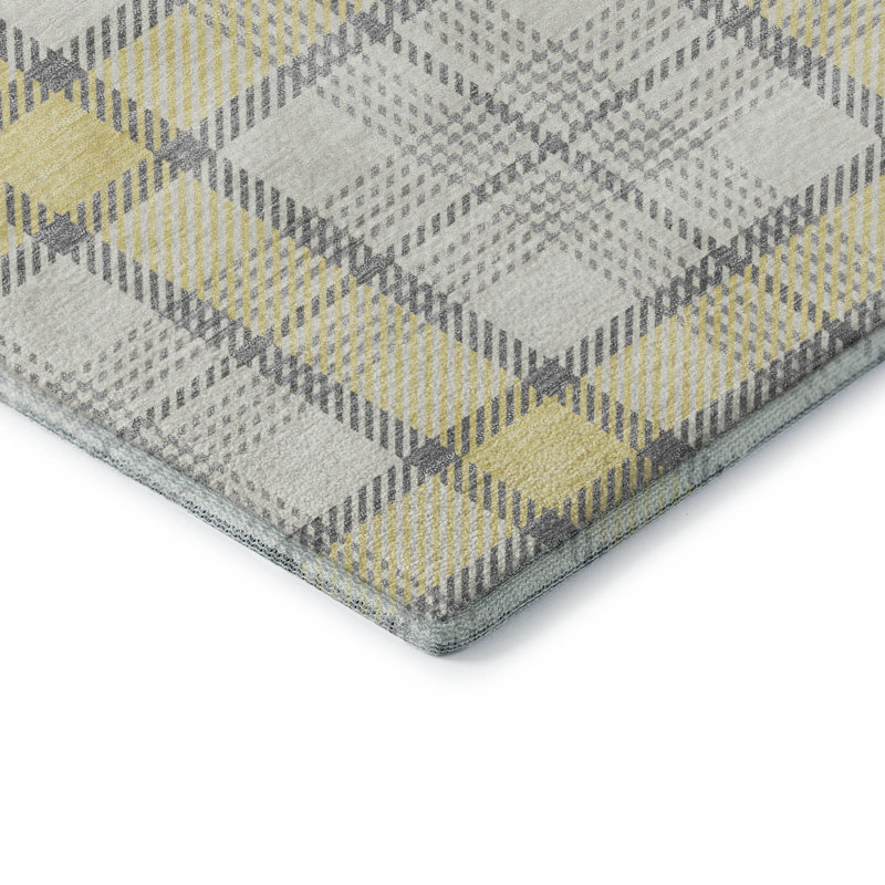 Premium Machine Washable Corum AMF1052 Plaid Rug, Rectangle 5 pi x 7 pi 6 po