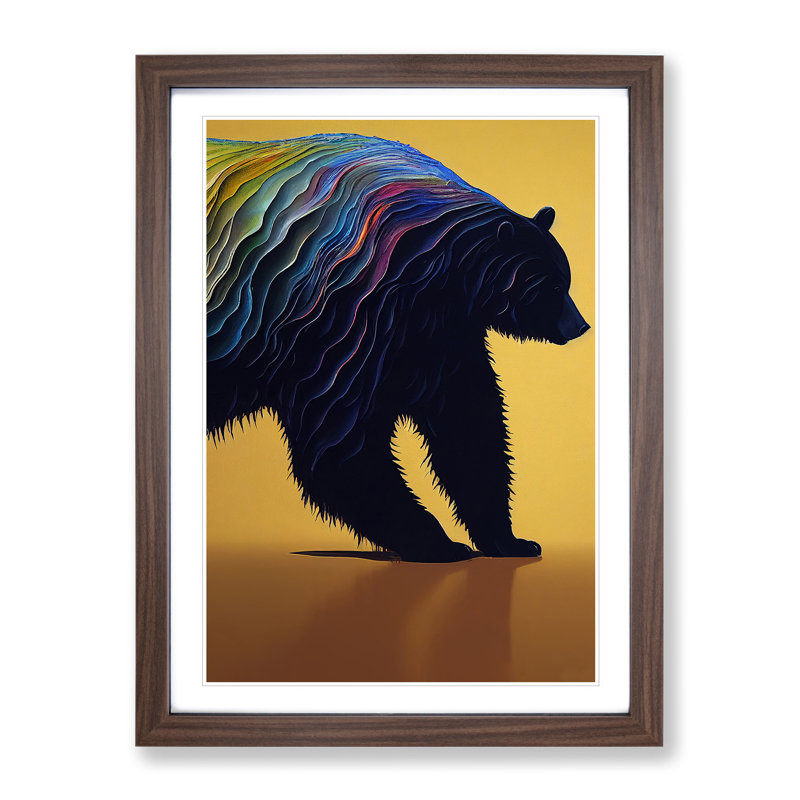 Mighty Bear Abstract - Framed Print, 34cm H x 25cm W, Walnut
