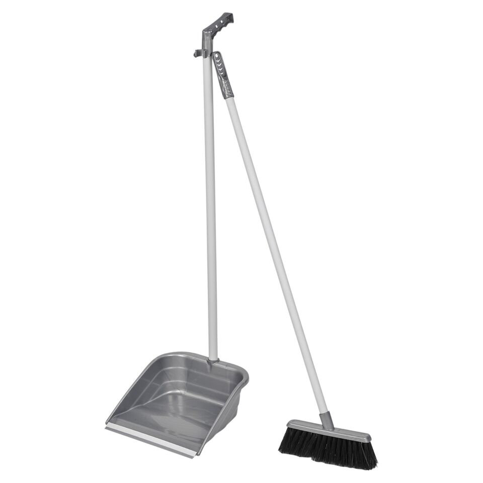 Long Handled Upright Indoor Plastic Dustpan & Floor Brush Sweeper Cleaning Set