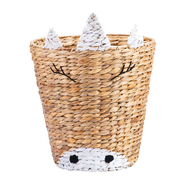 Natural Wicker Round Unicorn Toy Organizer Set