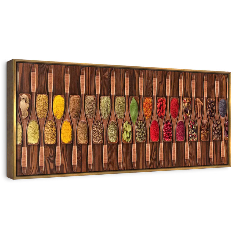 Herbes indiennes, Cadre flottant doré, 28 po x 10 po