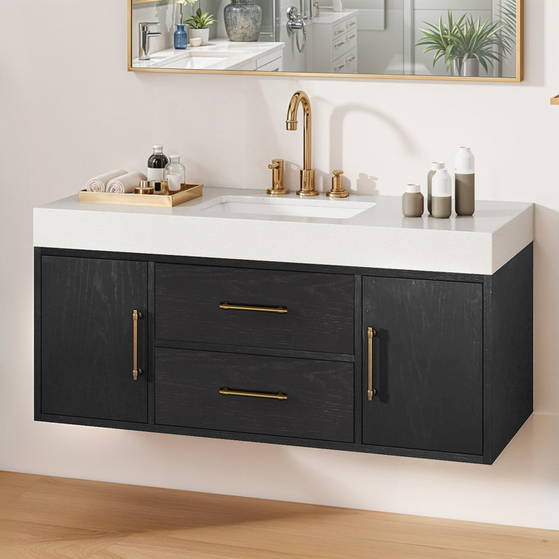  48 Inch Black Floating Bathroom Vanity