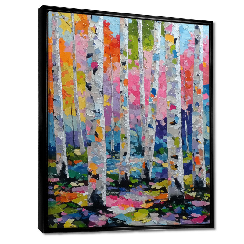 Reproduction d'art sur toile rose et orange, H 20 po x l 12 po, Cadre flottant, Noir