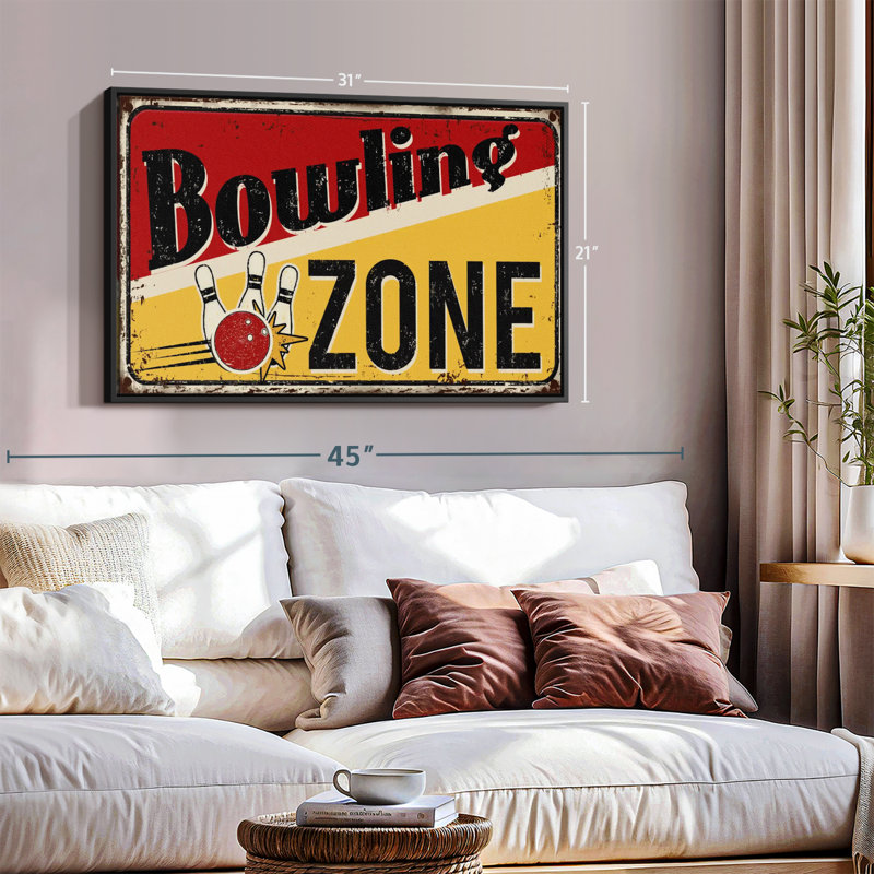 " Bowling Zone Sign Canvas Print ", 21" H x 31" W