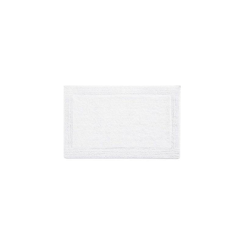 Tapis 100% coton pour salle de bain 21 x 34 po, 3000 g / m², réversible, blanc, et tapis magnétique réversible, blanc, White