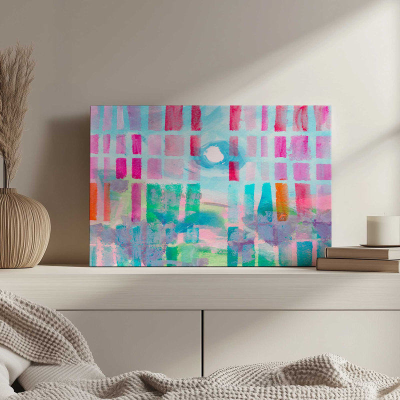 «Neon Gridscape I» par Melissa Wang, reproduction d'art sur toile, H 12 po x l 18 po