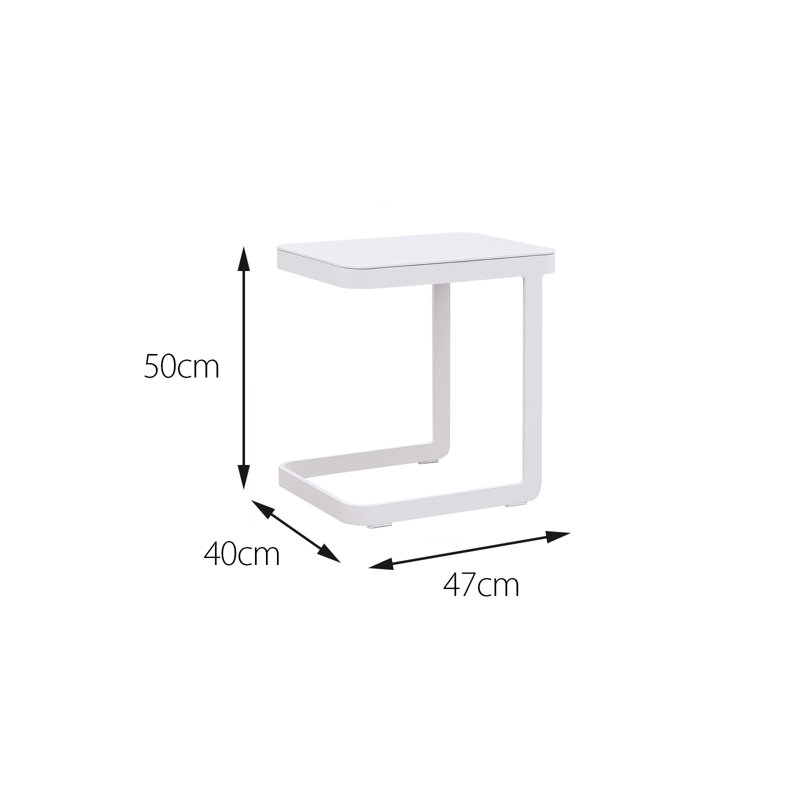 Verona Aluminium U Shape Side Table, White