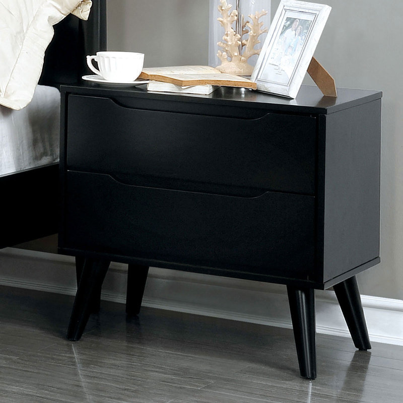 Table de chevet 1 pièce Mid-Century, Noir