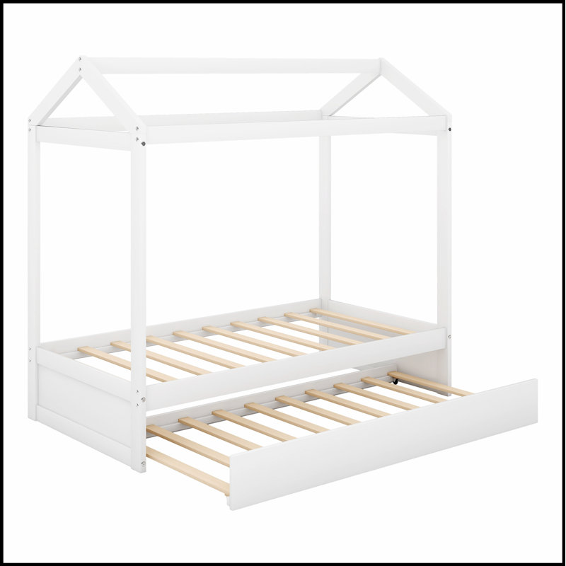 Charmant lit maison avec lit gigogne, parfait pour créer un sanctuaire de sommeil confortable et élégant