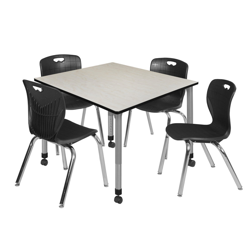 Ensemble de table de salle à manger L 42 po Romig Kee, H 34 po x L 42 po x l 42 po, Érable, Noir