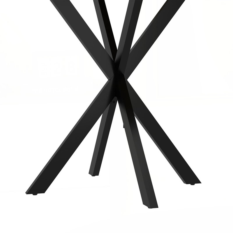31.5 Inch Round Dining Table, Small Circle Kitchen Table with Metal Black Legs for 2-4 people,Modern Dining Room Table, Brown (only table)