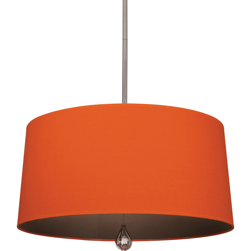 Custis 3 - Light Chandelier, William of Orange Fabric, Polished Nickel