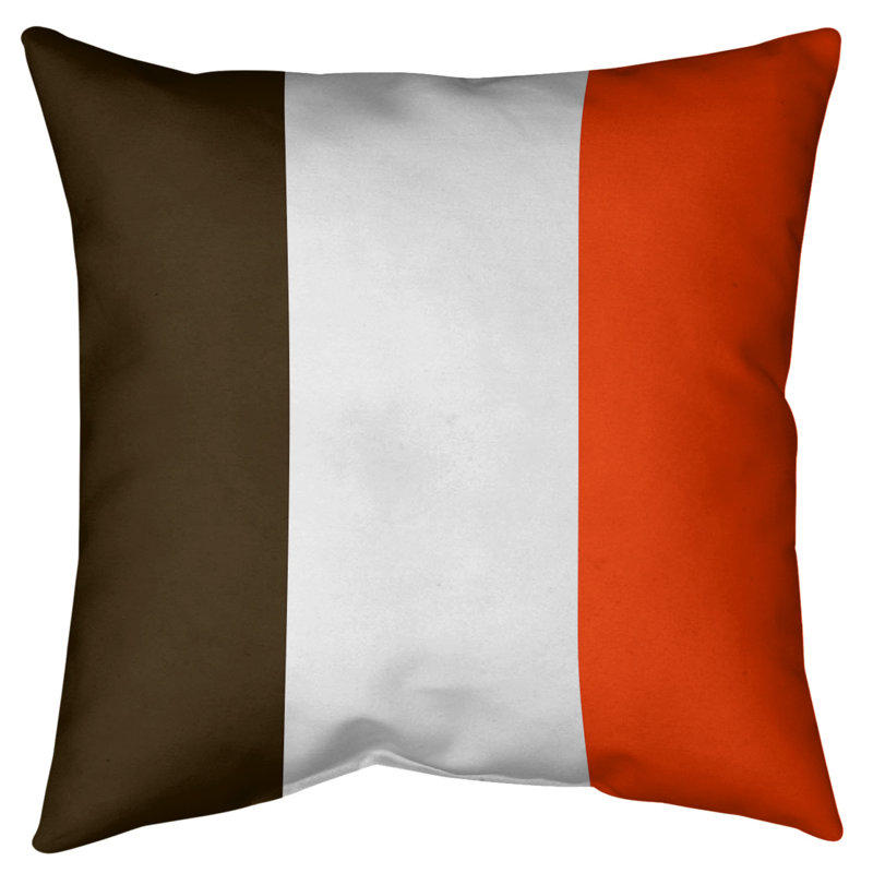 Coussin décoratif d'intérieur/d'extérieur, 18 po x 18 po, Brun / Orange