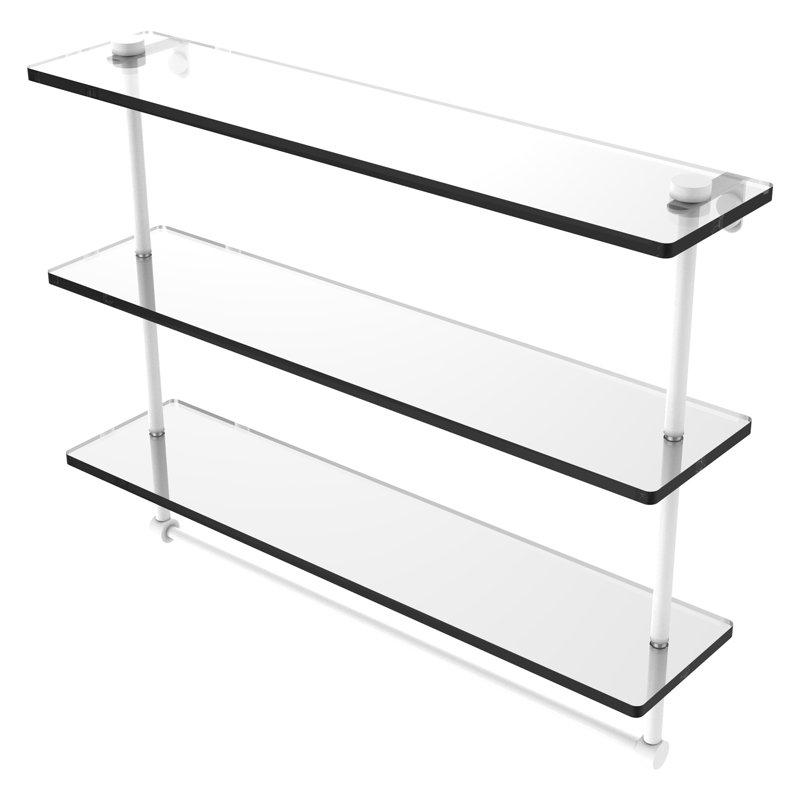 Gober 3 Piece Tiered Shelf with Towel Bar, 18" H x 22" W x 5" D, Matte White