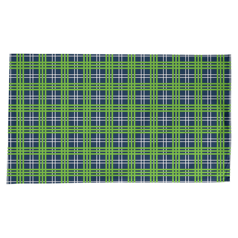 Nappe en mélange de coton à carreaux, Bleu marine université / blanc / vert action