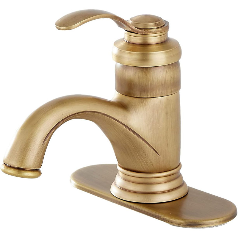 Antique Brass Bathroom Sink Faucet Single Handle