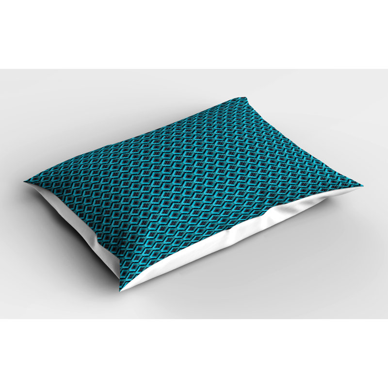 Dark Teal and Teal Geometric Pattern Microfiber Pillow Shams 2 Pack