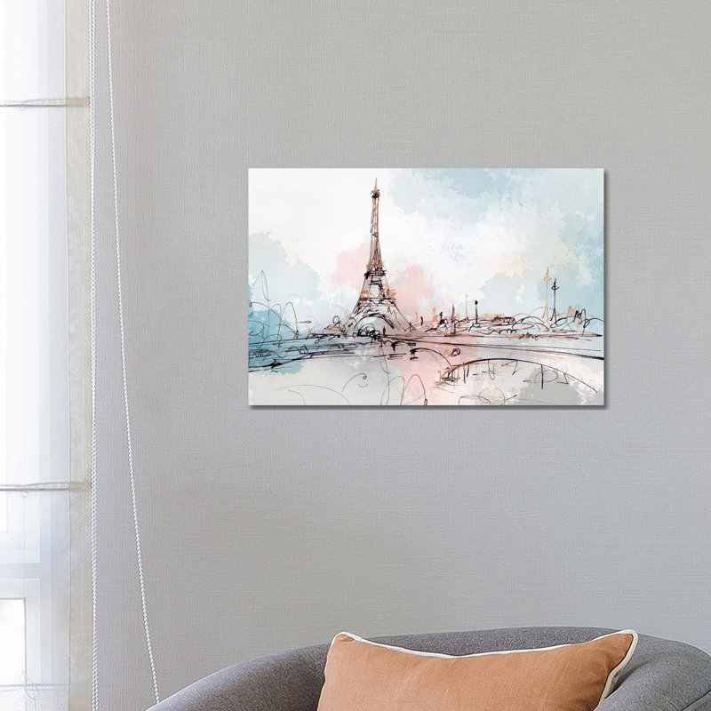 «Blush Paris» par Isabelle Z - impression d'art graphique, H 18 po x l 26 po x P 1,5 po, Aucun mat, Toile tendue