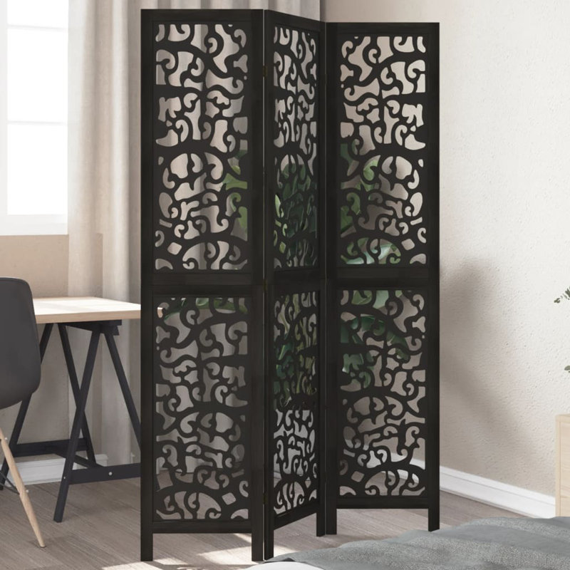 Folding Room Divider, Black, 3, 220cm H x 110cm W x 1.6cm D