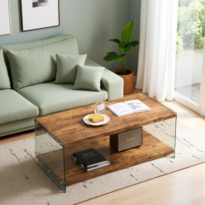 Table basse en MDF, table basse, canapé en verre trempé noyer