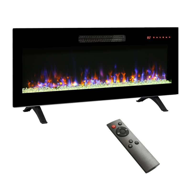 1x 42 Inch Recessed Thin Electric Fireplace (wall Mounted Heater) | Remote, 16 Flame/ember Colors | 42x4.3x15.9in | 1400w/5000 Btu (400 Sq.ft), 3 Display Styles| Ideal For Home/living Room