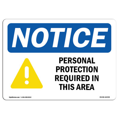 Personal Protection Required In This Area Aluminum Sign 12 x 18