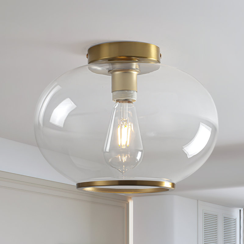 Plafonnier semi-encastré 11,81 po 1 lumière, Or brossé