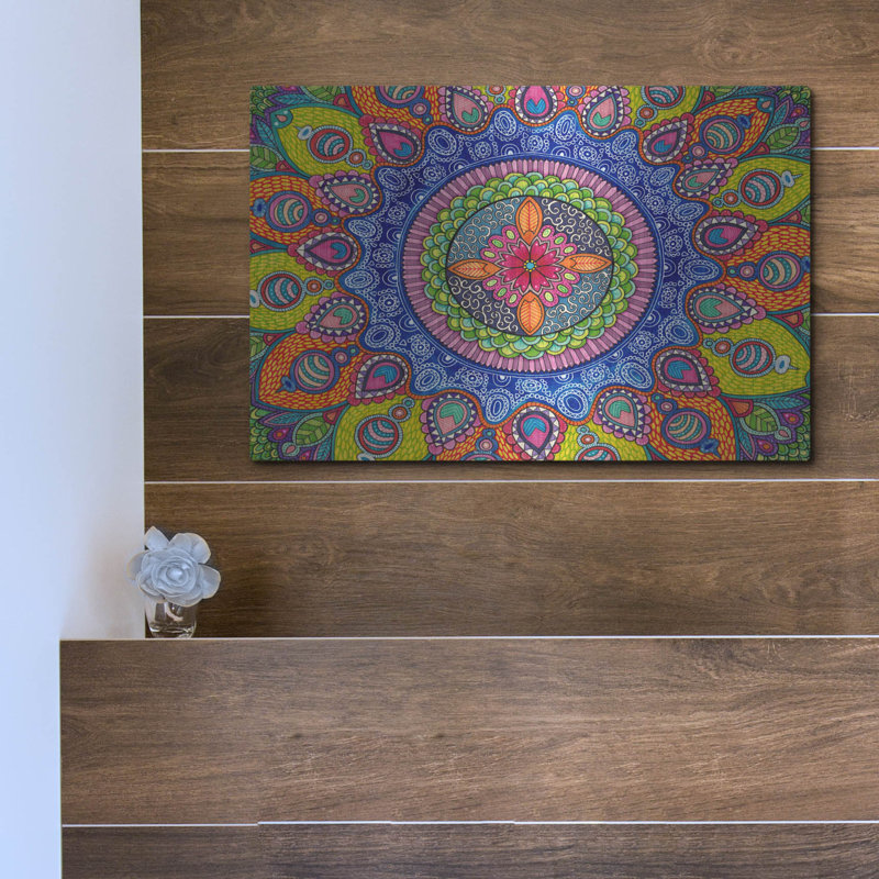 Bungalow Bungalow «Mardi Gras Mandala» par Hello Angel, art mural en métal, H 12 po x l 16 po
