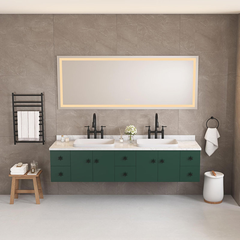 Miroir de salle de bain à DEL avec avant et rétroéclairage, grands miroirs muraux à intensité variable avec mémoire, 3 couleurs, miroir de meuble-lavabo à DEL