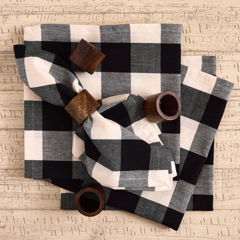Ensemble de 4 serviettes à carreaux, Noir