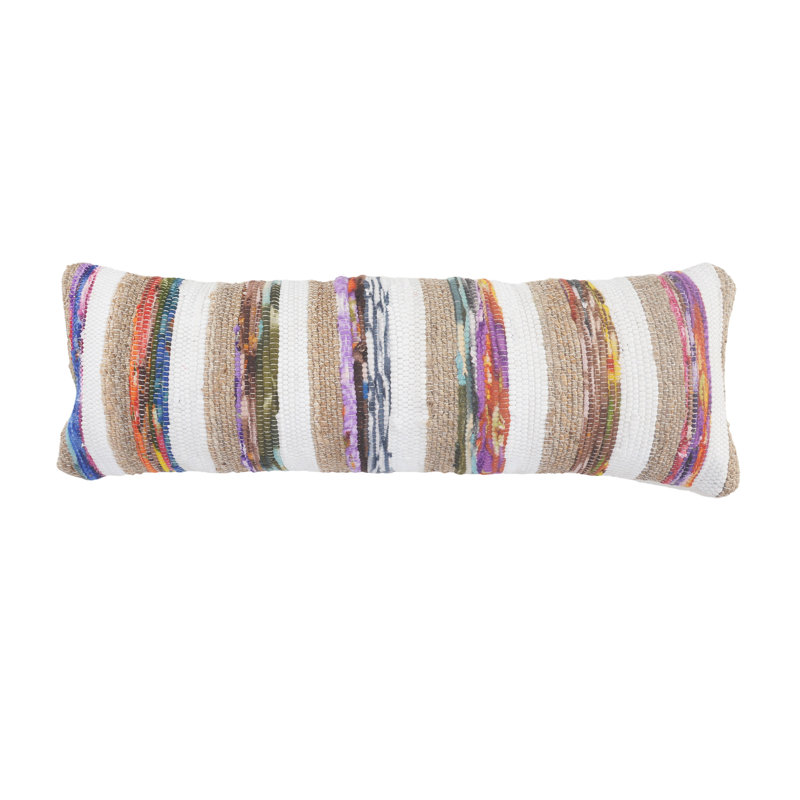 Modern Boho Striped Chindi Woven Decorative Throw Pillow Cover